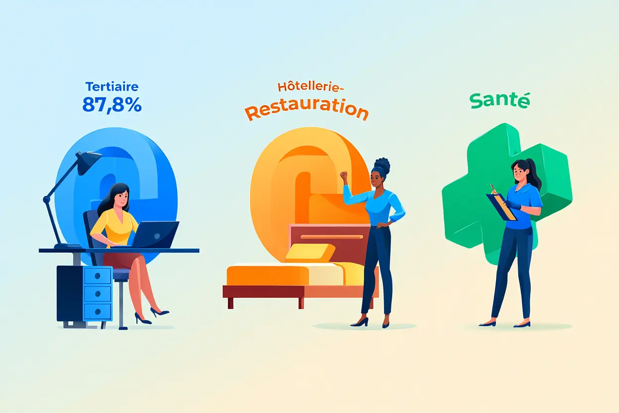 Secteurs d'emploi féminins en intérim