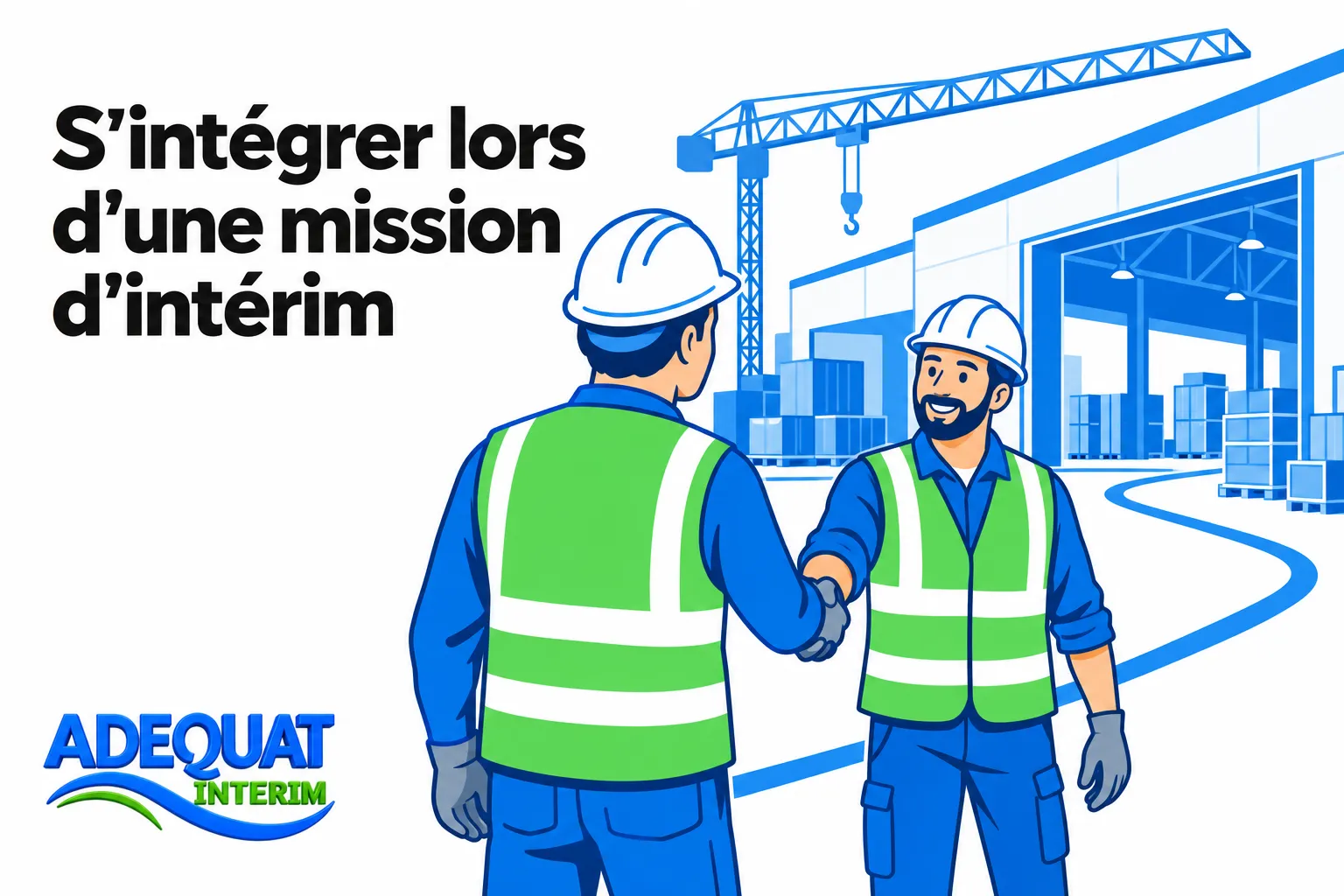 Deux ouvriers en gilet réfléchissant se serrent la main sur un chantier de construction.