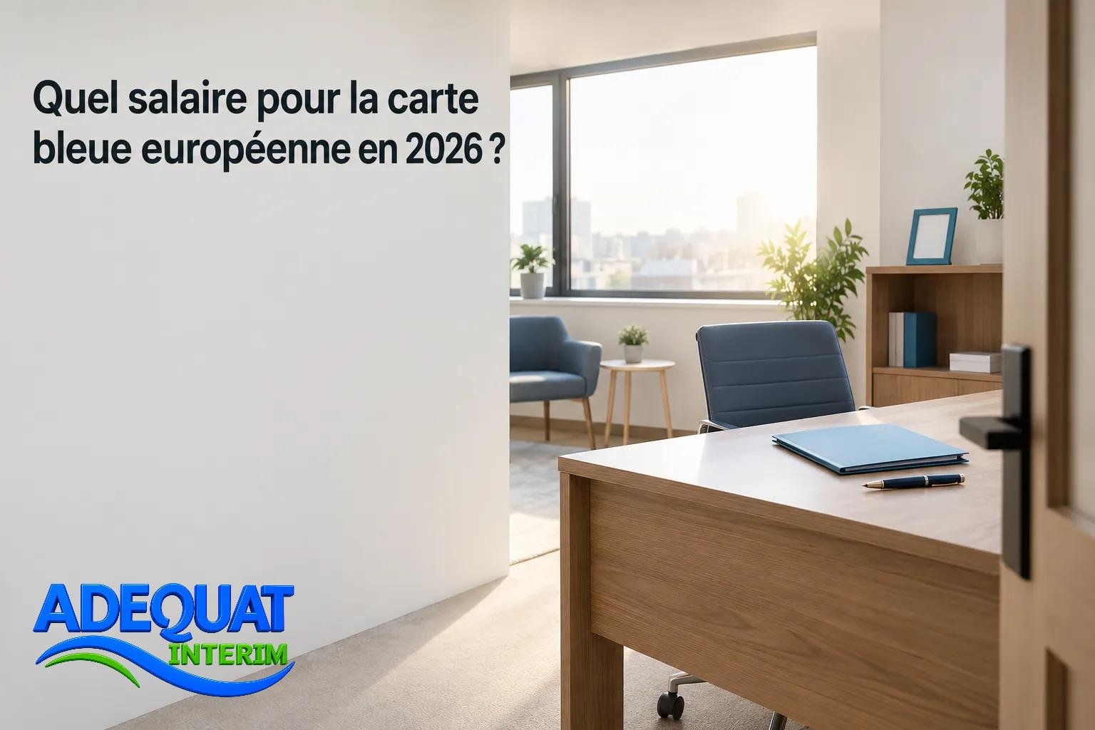 Salle de bureau avec un bureau et une chaise, vue sur une salle de réunion lumineuse et des plantes.